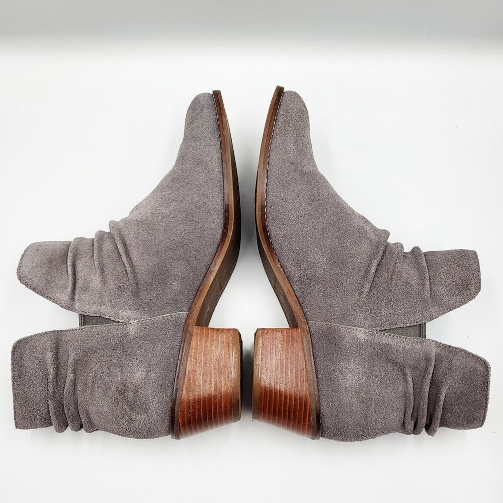 Cole Haan Alayna Gray Suede Slouch Ankle Booties Stacked Block Heel Women’s Sz 7 - Picture 6 of 11